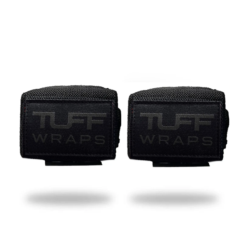 Black/Black 16-inch TUFF Core Wrist Wraps shown as a pair